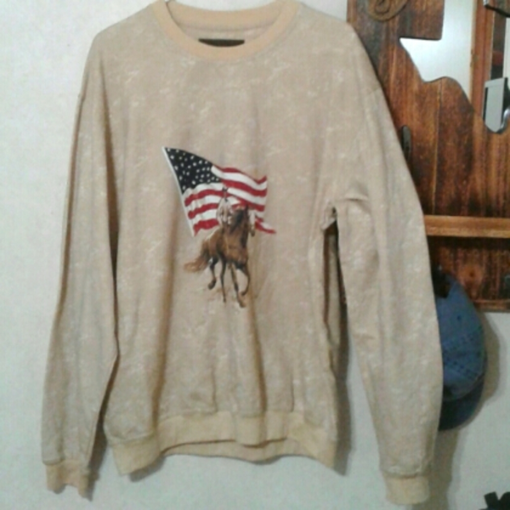 SZ M COWGIRL PATRIOTIC SWEATSHIRT - Picture 1 of 6